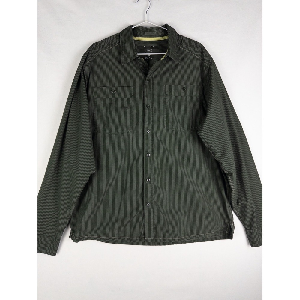 Mountain Hardwear‎ Shirt Mens Green Striped XL Button Up Casual Logo Outdoor